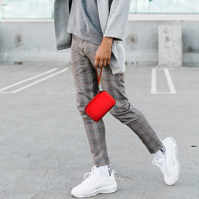 Travel Case for UCOMX for Nano/for Iseyyox/for LISEN/for RTOPS 3 in 1 Wireless Charger, Foldable Magnetic Charging Station Storage Holder Bag for Fast Charge Pad Cable and Adapter, Red-Box Only