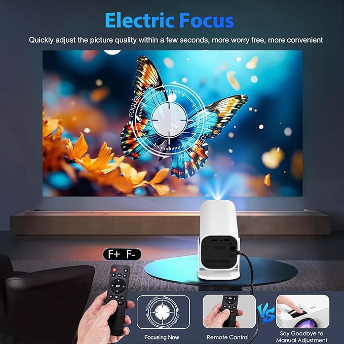 Mini Projector, Video Projector for Bedroom, Built-in Speaker And Bluetooth 5.3, Native 1080P, Compatible With 4K, Portable Room Rrojector, Supports Smartphones/TV Sticks/PS5/Laptops/Xbox/HDMI/USB