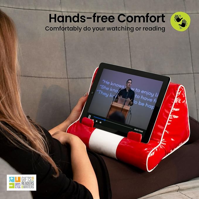 Gifts for Readers & Writers Pillow Tablet Stand for Bed Diner - Premium Cushioned Holder for Hands Free Reading, Stylish Tablet Holder for Bed, Kindle Pillow Stands & Lap Ipad Holders