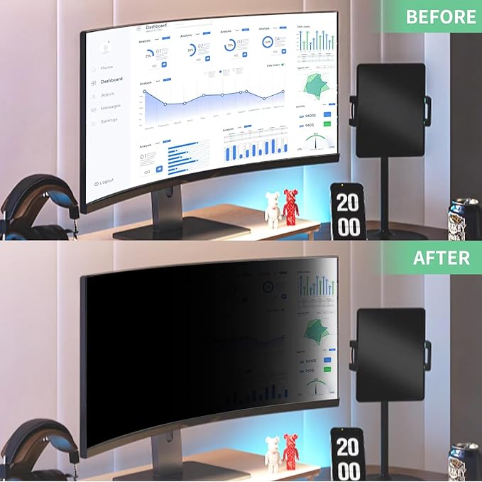 34 Inch Curved Computer Privacy Screen Filter for 21:9 Widescreen Computer Monitor Screen Protector Computer Screen Privacy Shield Anti Glare and Blue Light (2-Pack)