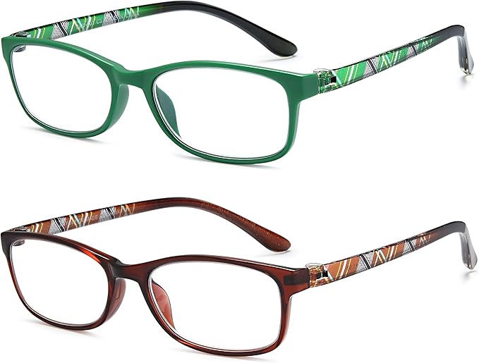 EYEURL Reading Glasses For Women - Blue Light Blocking Glasses Reduce Eyestrain - 2 Pack TR90 Frame Lightweight +0.0