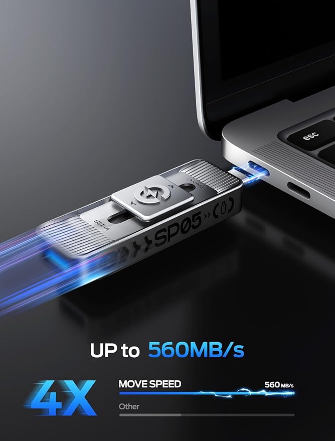 MOVE SPEED 1TB Solid State Drives with Dual Ports & Push-Pull Design — 560MB/s Read Speed, Type C + USB 3.2 Drive Portable ssd for iPhone 15/16/17/Android/Mac