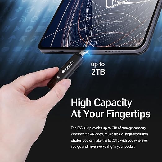 Transcend 512GB External SSD, Up to 1,050MB/s, Flash Drive for Pixel 10/iPhone17,16,15&iPad&Mac, Windows/Android/Tablet/PC, Dual USB 3.2 Thumb Drive Photo Stick, 2-in-1 Type C &Type A Memory Stick