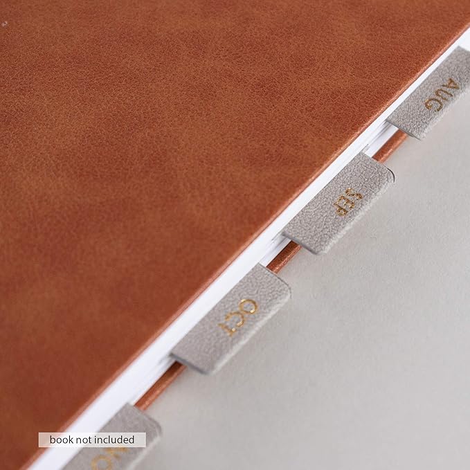 Vegan Leather Gold Foil Mini 12 Month Adhesive Tabs for Folders, Pages. Organize Your Files, Books and Agenda's with These Sticky January Through December File Tabs - Erin Condren