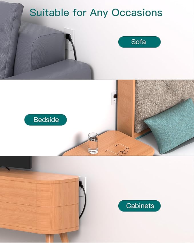 Cruise Ship Essentials, Flat Plug Power Strip, Addtam 3FT Ultra Flat Extension Cord with 6 Outlets Extender, No Surge Protector for Cruise Ship, Travel, Dorm, Home Office, Black