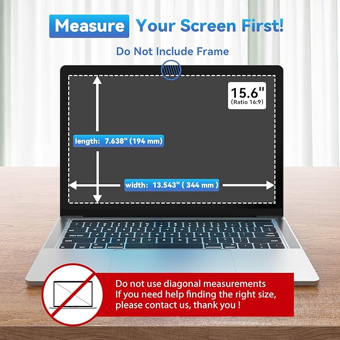 Laptop Privacy Screen 15.6 Inch, Removable 16:9 Aspect Privacy Filter Screen Protector for 15.6 Inch Laptop, Privacy Screen Anti Peeping