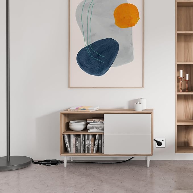 Elecan Flat Plug Extension Cord 4 Ft 2 Pack with Slim Space-Saving Plug Design, Thin Flat Cable Low Profile Power Cord 3 Prong Grounded Wire, 16 Gauge 13 A/125 V-Black-ETL Certified