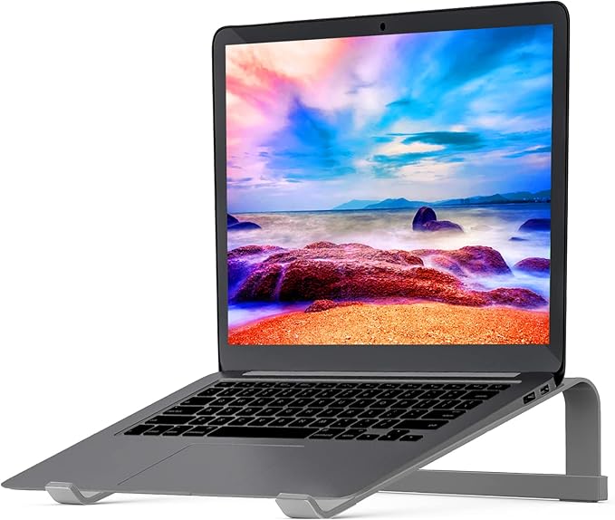 MacBook Pro Stand - Aluminum Ergonomic Computer Riser for 12-16.2 inch Laptops, Cooling Stand for Mac, HP, Dell & More (Space Gray)