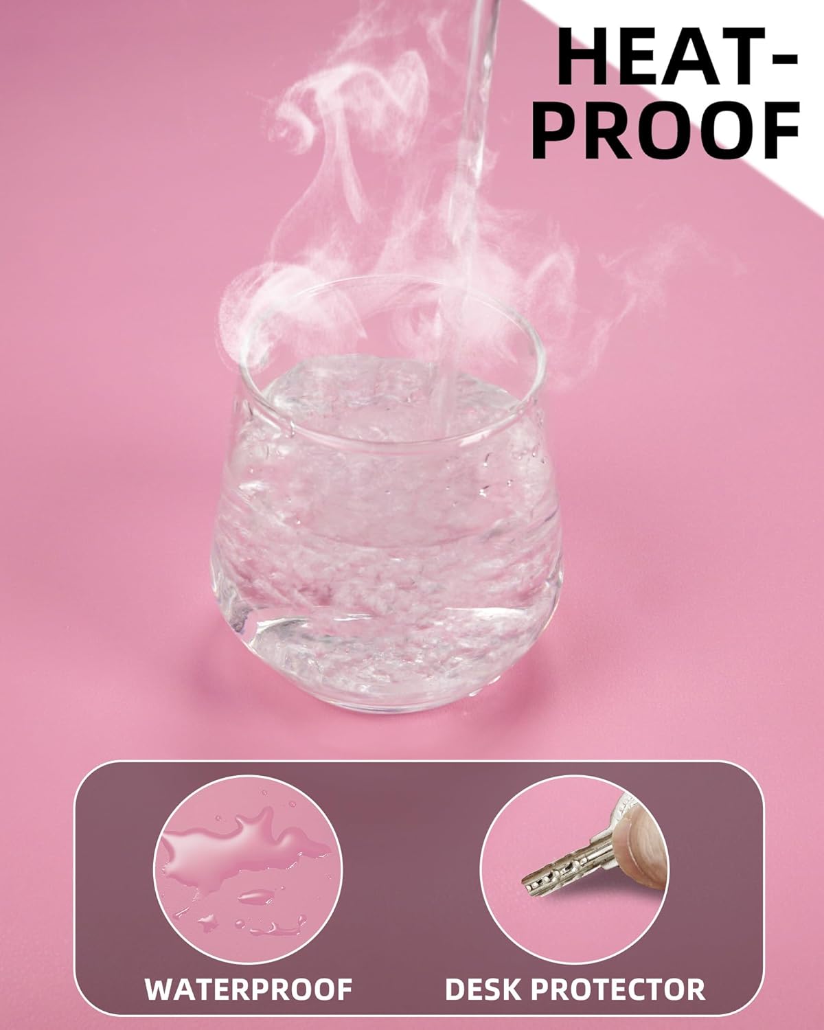 Leather Desk Pad Protector,Desk Mat,Large Mouse Pad, Non-Slip Desk Pad, Waterproof PU Leather Desk Blotter Mat, Desk Cover for Office and Home (Pink, 36" x 17")