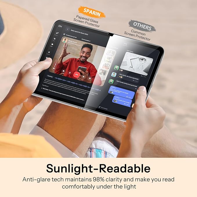 SPARIN 2 Pack Paper Glass Screen Protector for iPad A16 11th/10th Generation (11’’/10.9’’ 2025/2022),Tempered Glass with Easy Alignment Tool, Matte Anti-Glare, Write Like on Paper, Apple Pencil Support