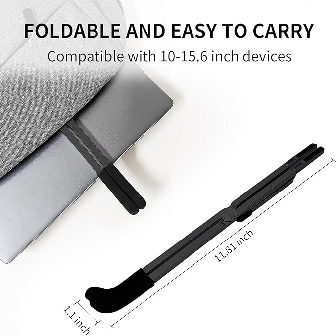 Protable Laptop Stand for Desk,Foldable Laptop Riser Holder,Ventilated Cooling Notebook Mount Computer Stand for 10-15.6” Laptops,Tablets，Aluminum (Black)