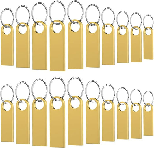 20 Pack 4GB USB Flash Drive with Keychains, Wooolken Sleek Metal USB 2.0 Thumb Drives Memory Stick for PC Laptop Computer(Gold)