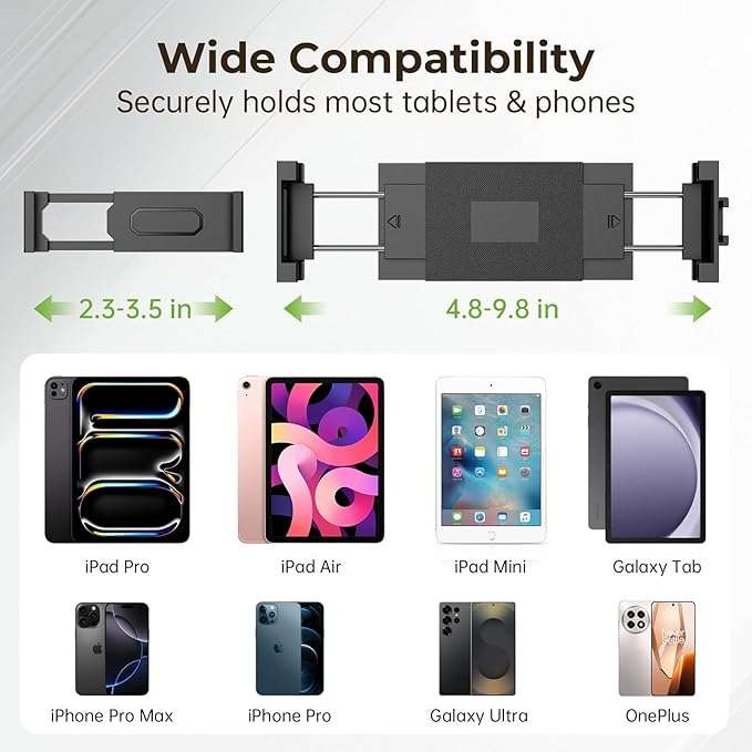 Tablet Floor Stand with 10.6 LB Heavy Metal Base, Adjustable Height Stretchable Arm Overhead Bed Phone Stand, Compatible with iPad mini Air Pro, Kindle, Switch, Galaxy Tab, Cell Phones