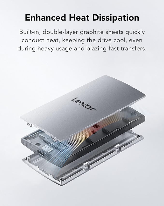 Lexar ES3 1TB External SSD, USB 3.2 Gen2 Portable SSD, PSSD Up to 1050MB/s Read, 1000MB/s Write, External Solid State Drive Compatible with iPhone 16/15 Series/Mac/PS5/XBOX/Laptop/PC