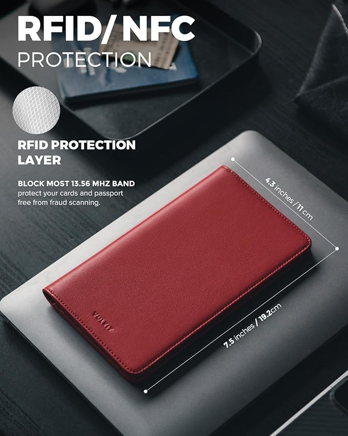 VULKIT Passport Holder Wallet RFID Blocking Travel Wallet for Men & Women