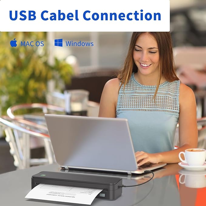 JADENS Bluetooth Thermal Printer, Support 8.5" X 11" US Letter, Portable Printers Wireless for Travel, Inkless Printer Compatible with iOS, Android, Mobile Printer for Home, Office, School