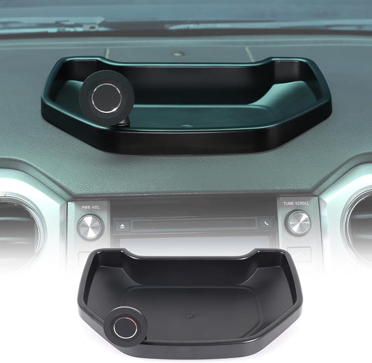 LLKUANG Black ABS Car Center Console Dash Table Storage Tray Fit for Toyota Tundra 2014-2021 Instrument Organizer Phone Holder Cradle Accessories (with Mobile Phone Holder(C))