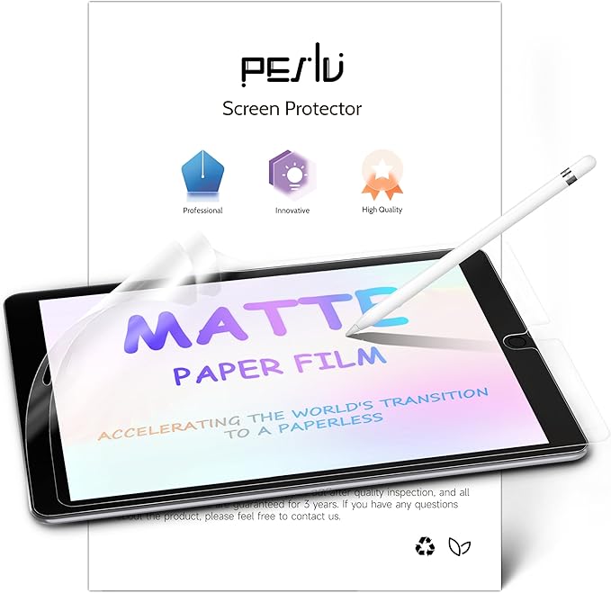 2 Pack Like Paper Screen Protector for iPad 9th/8th/7th (10.2-Inch, 2021-2019), Matte Anti Glare PET Film/Blue Light Filter Eye Protection Cover/Drawing & Writing Feel Like on Paper
