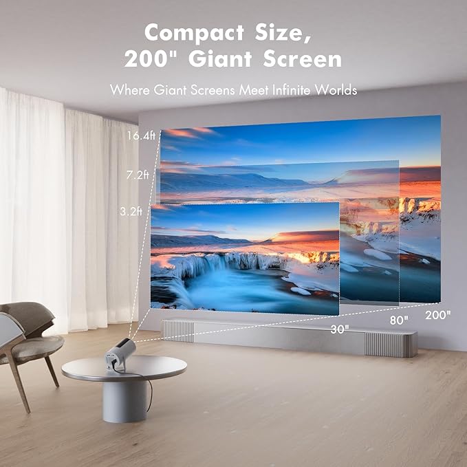 [Netflix Officially Licensed] Tecaki Mini Projector, Portable Smart Projector with WiFi and Bluetooth, 180° Rotatable Stand, Auto Keystone & Electric Focus, 4K Supported