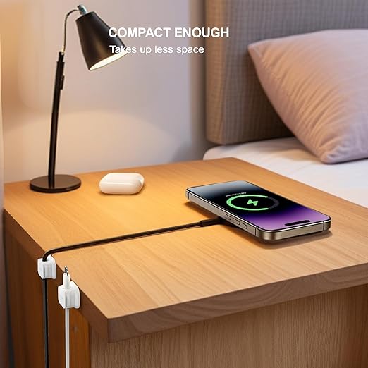 48 Pack Magnetic Cable Clip Organizer Cord Holder, Picozon Adhesive Cable Management, Wire Phone USB Charger Cable Holder, Keeper Organizer for Office Home Desktop Table - White