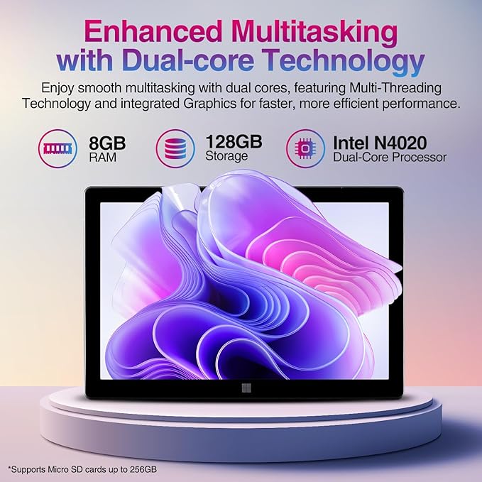 Fusion5 10" Windows 11 Professional FWIN232 Plus N2 Ultra Slim Windows Tablet PC - 8GB RAM, 128GB Storage, USB 3.0, Micro HDMI, IPS HD Display, 5MP and 2MP Cameras, Bluetooth