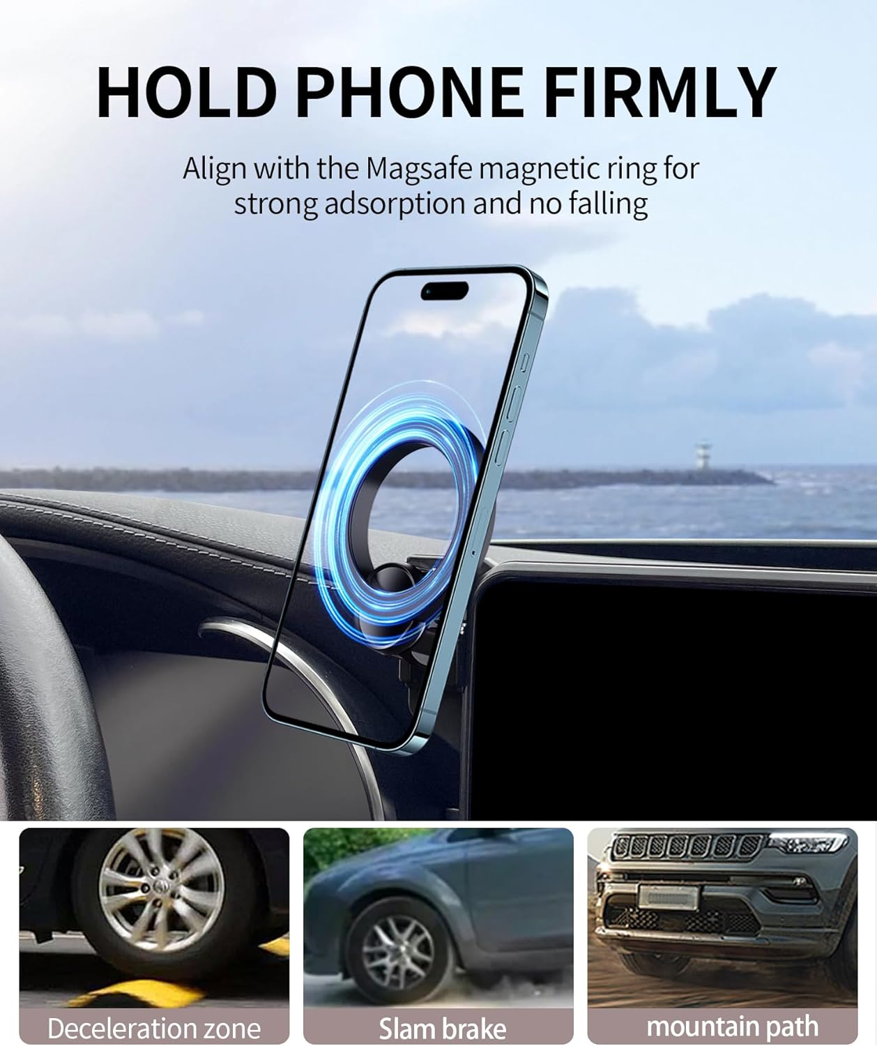 Car Phone Holder for 2020-2022 Mercedes Benz GLC / 2019-2021 C-Class / 2020-2022 V-Class Accessories 10.25-Inch Screen Fixed Clip, 360° Rotation Phone Mount Compatible with MagSafe