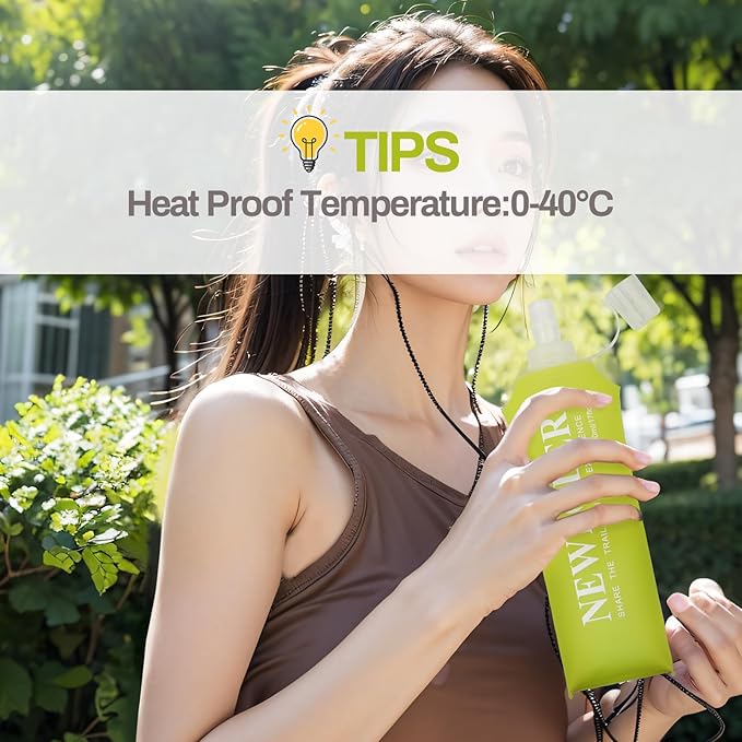 Soft Flask Running Bottles Collapsible Water Bottle Foldable for Traveling Running Vest Collapse Hydration TPU 500ml for Runner (500ml/16.9oz- Pack of 2)