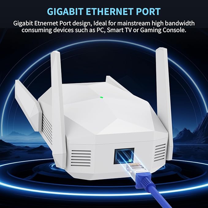 2025 AX3000 WiFi 6 Range Extender, WiFi Extender Signal Booster with Gigabit Ethernet Port, Dual Band (2.4G&5.8G) WiFi Repeater Cover to 13888sp.ft, Faster Speed and Wider Cover, Quick Setup (White)