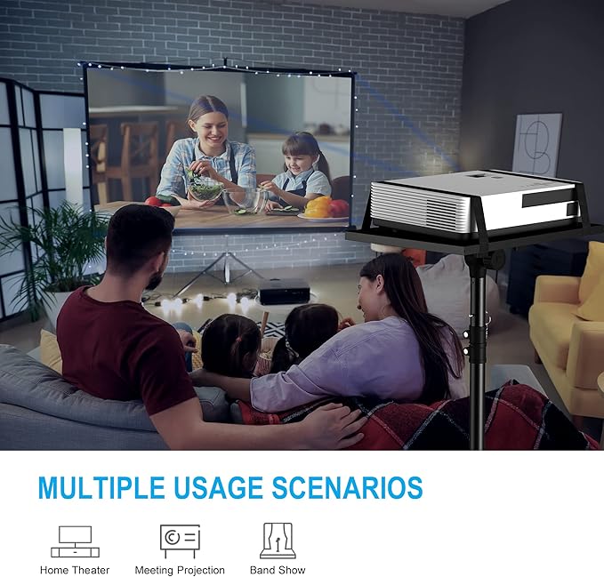 Projector Stand Tripod, Laptop Tripod Stand Adjustable Height from 23.5 to 63.5 inches with Gooseneck Phone Holder, Laptop Floor Stand for Office, Home, Stage, Studio, DJ Racks Holder Mount