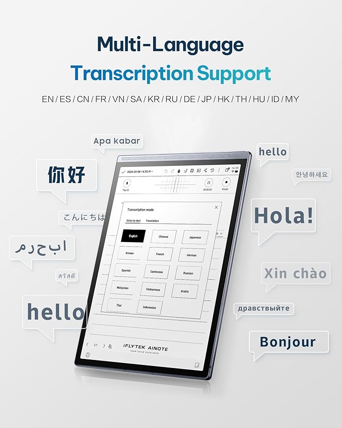 iFLYTEK AINOTE Air 2 Bundle – 8.2" E Ink AI Note-taking Tablet with Stylus, 4096 Pressure Levels, Digital Notebook with Voice-to-Text Transcription, Multi-languages Support, Ideal for Meetings & Study