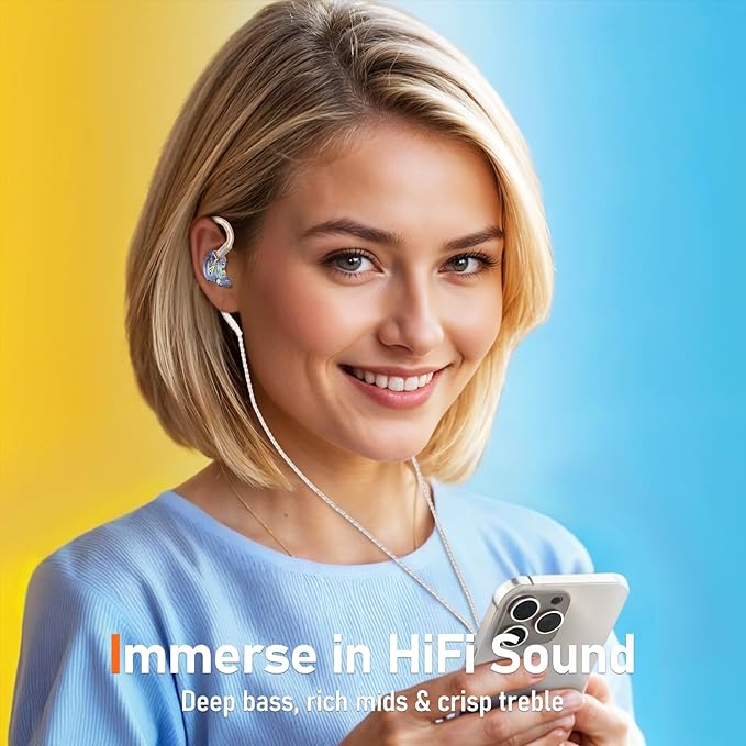 Vibes 202 Wired Earbuds - HiFi in Ear Monitor Headphones – Professional Noise-Isolating Ear Buds - Clear Sound, Deep Bass & Comfort-Fit IEM Earphones - MMCX to 3.5mm, Silver Plated Cord, Carrying Case