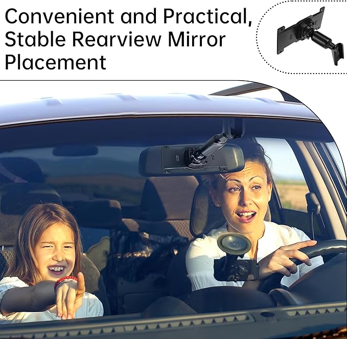 Dash Cam Mirror Mount, Rear View Mirror Dash Cam Mount Back Plate Panel Kit for 5.5" - 12" Rearview Mirror Dash Cams