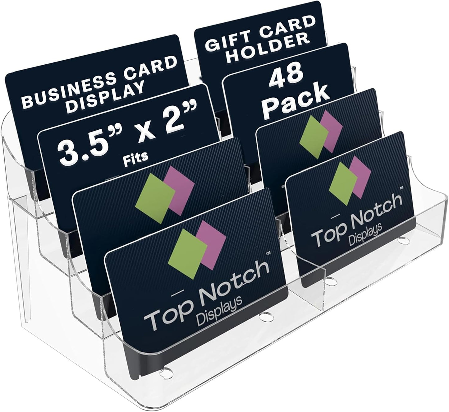 8 Pocket Clear Acrylic Business/Gift Card Holder, Fits standard-sized business cards or gift cards, For Use In Office, Retail, and Hospitality - Pack of 4