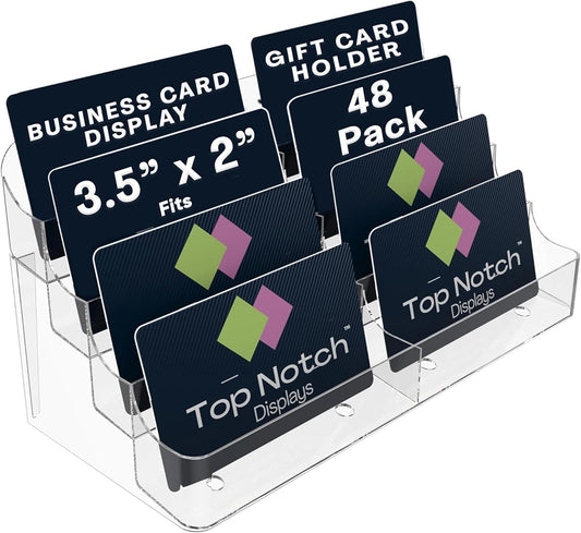 8 Pocket Clear Acrylic Business/Gift Card Holder, Fits standard-sized business cards or gift cards, For Use In Office, Retail, and Hospitality - Pack of 4