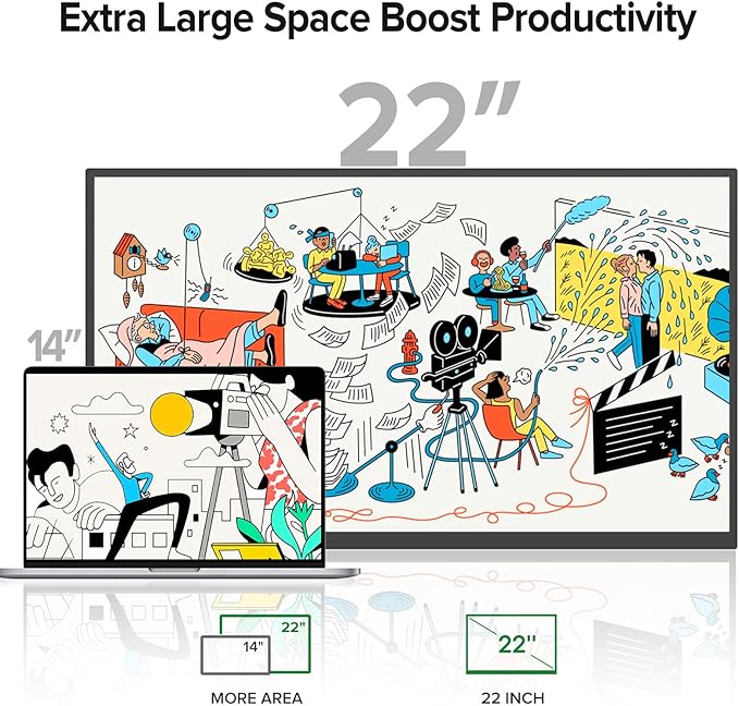 EVICIV 22” Portable Monitor QLED | 2K Portable Laptop Monitor | 180°Adjustable Kickstand & VESA | FreeSync, HDR | 350Nits | 100% DCI-P3 | Type C, HDMI |Large Gaming Second Screen for Laptop, Switch