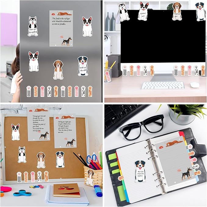Dog Sticky Notes Set, 420 Sheets Cute Cartoon Animal Dogs Self-Stick Notes Pads Dogs Themed Memo Pads Dog Paw Page Markers Sticky Index Tabs for Home Office School Supplies