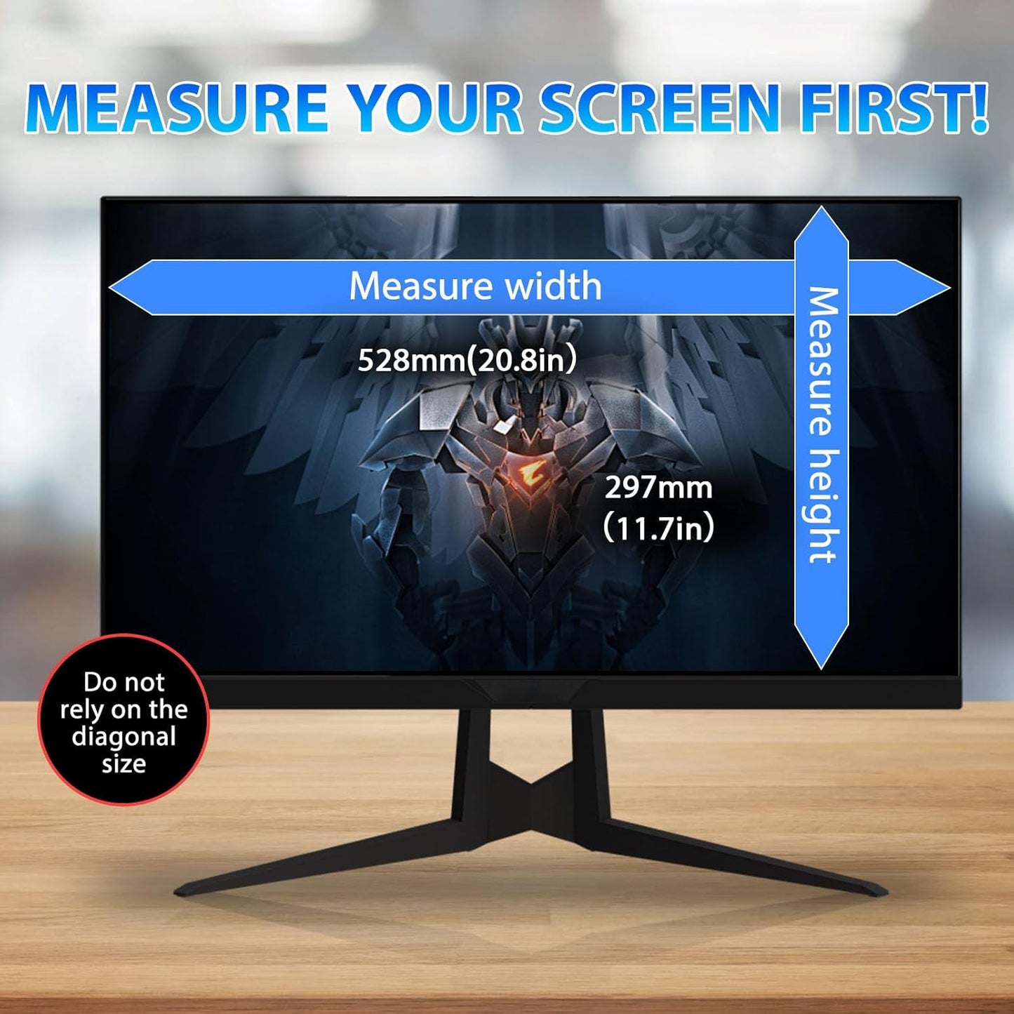 Magnetic 23.8 Inch Computer Screen Privacy Shield, Privacy Screen Filter for Frameless Monitor Widescreen 16:9 Aspect Ratio, Blue Light Protector, Anti-Spy & Anti-Scratch