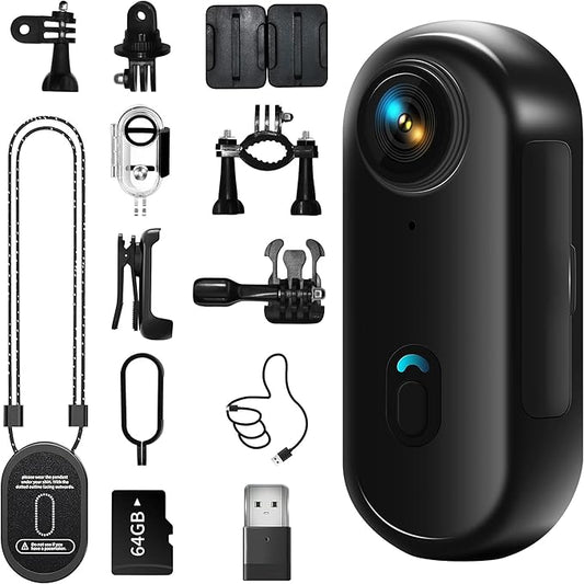 4K Mini Body Camera, Wearable Action Body Cam, Sports Action Camera，Thumb Size Hands-Free Recording Body Worn Camera, Premium Portable Camcorder Mount Anywhere for Work, Travel,Fishing, Pet Walking
