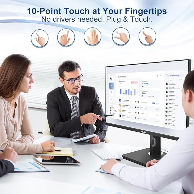 Touch Screen Monitor, Touchscreen Monitor 27'' QHD 2560x1440 100Hz, Touch Screen Monitors w/ 10-Point Touch, Built-in Speakers, Type C, VESA, Stylus Pen, Perfect for Bar, Gym, Business, Black