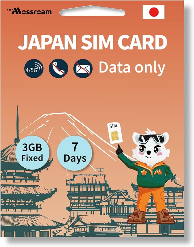 Japan SIM Card – Prepaid Data Plans |3GB Total,7 Days | High-Speed 4/5G LTE | No Daily Restrictions | Perfect for Tourists & Business Travelers