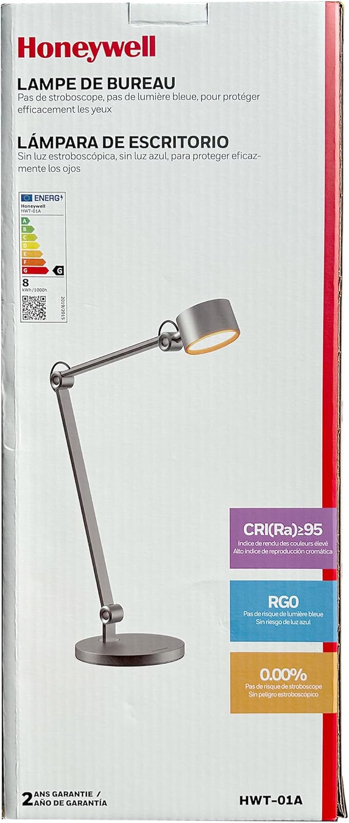 Honeywell LED Desk Lamp, 01A Sunturalux Desk Light for Home Office, 4000K Dimmable Eye Caring Natural Light Architect Lamp with Metal Swing Arm Lamp for Desk Craft Reading