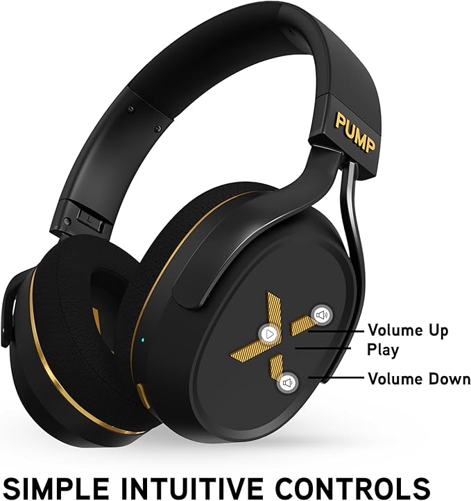 BlueAnt Pump X - The Gym Headphones | White/Gold | Sports Headphones | Cushioned & Cooling Ear Pads | (ANC) Active Noise Cancelling/Advanced Transparency | Wireless | Up to 58hr Play Time