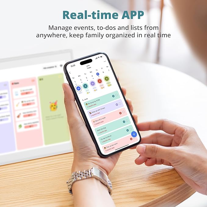 Digital Calendar 21.5 Inch Touch Screen, Electronic Wall Calendar Chore Chart for Family Monthly/Weekly Planner, Interactive Display Smart Calendar for Home Organization, Desk Mount Included - White