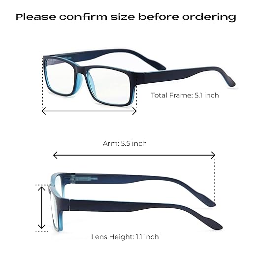 Readerest Blue Light Blocking Reading Glasses (Blue, 1.50 Magnification) Computer Eyeglasses With Thin Reflective Lens, Antiglare, Eye Strain, UV Protection, Stylish For Men And Women