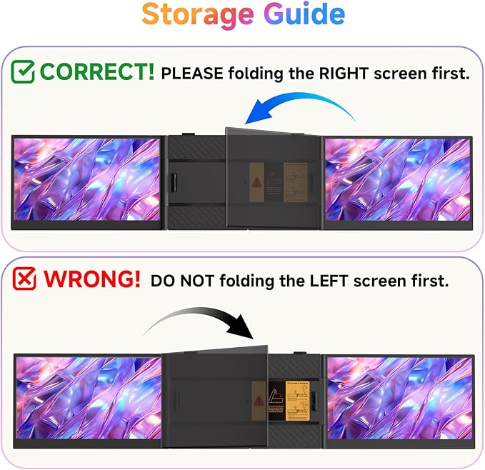 Laptop Screen Extender - 14" Ultra-Thin Triple Portable Monitor 1080P FHD IPS Attachment Screen for 13"-17.3" Laptops Compatible with Wins Mac Dex Chrome Switch