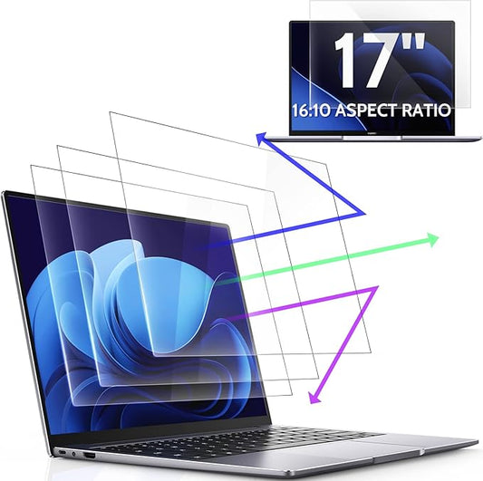 3 Pcs 17" Anti Blue Light Screen Protector Compatible With Lenovo Hp Dell Acer Asus Samsung etc Laptop-16:10 Aspect, 17 Inch Computer Monitor Glare Filter Uv Blocker Shield Cover Eye Protection Film