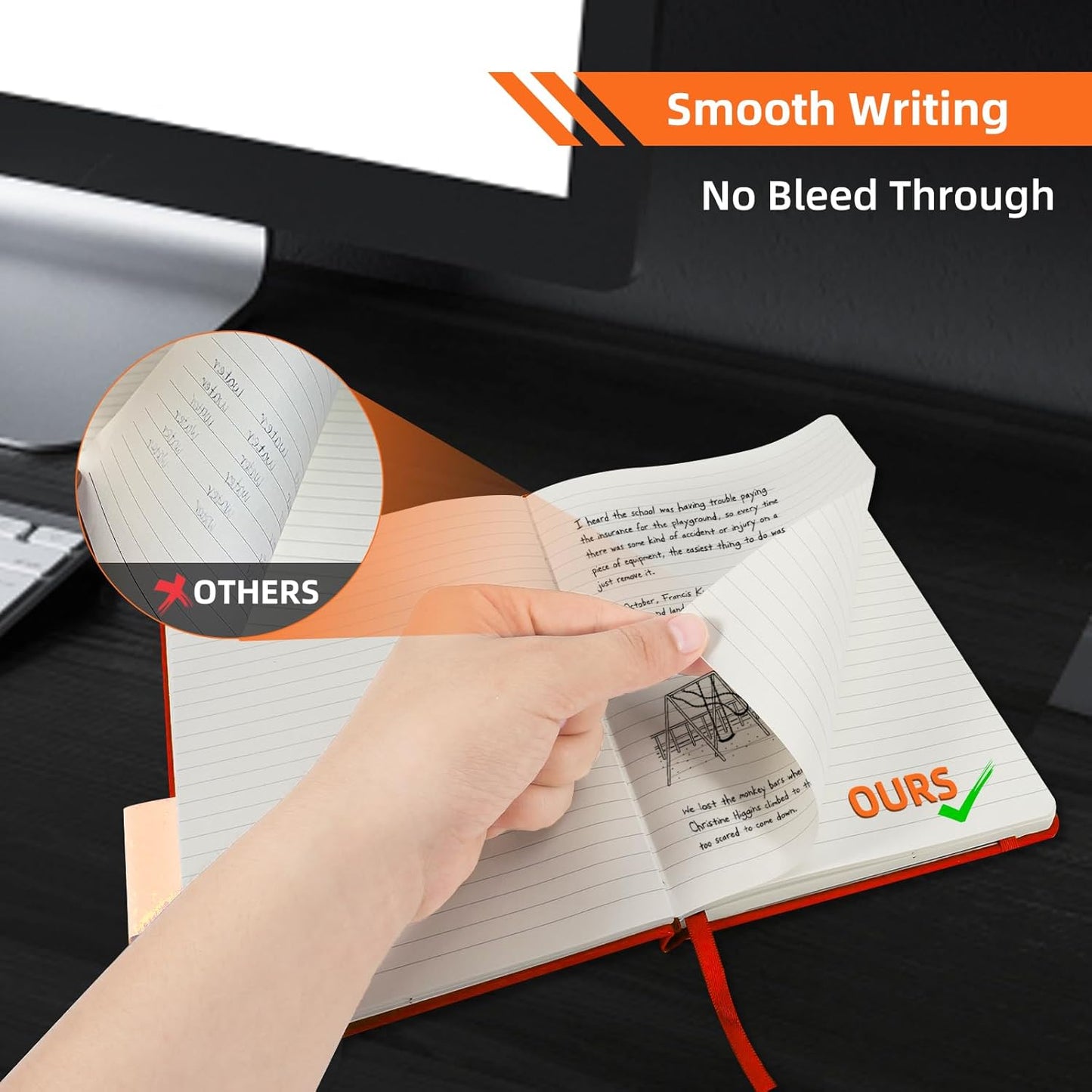 BOSSAND College Ruled Notebooks, 6 Pack A5 Lined Journal Notebooks, 200 Pages 100 GSM Thick Paper, Hardcover, 8.25 inches x 5.75 inches, Red