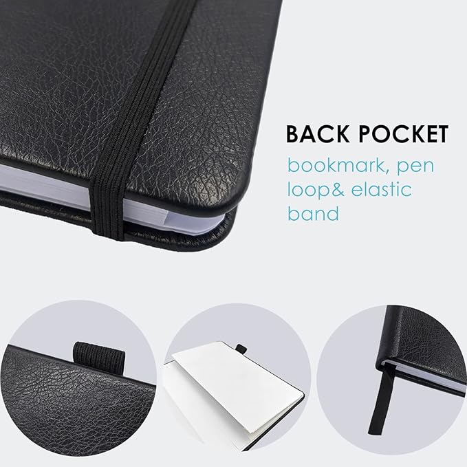 Elegant Password Book with Alphabetical Tabs - Hardcover Password Book for Internet Website Address Login - 7" x 10" Password Keeper and Organizer w/Notes Section & Back Pocket (Black)