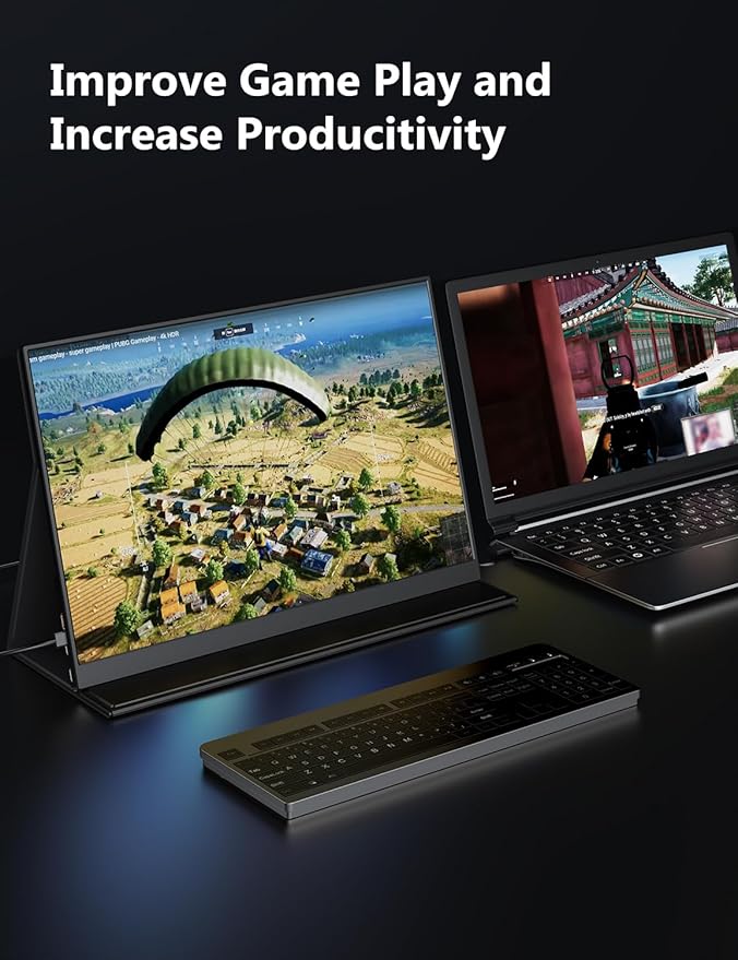 165Hz Portable Gaming Monitor, 16" 1920x1200 500 Nits Laptop Monitor, Second Computer Display with Speakers, Dual Screen Travel Monitor for PC Phone PS5/4 Xbox Switch