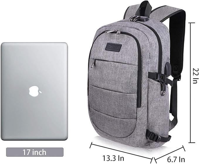 Travel Laptop Backpack Water Resistant Anti-Theft Bag with USB Charging Port and Lock 17.3 Inch Computer Business Backpacks for Women Men Gift,Bookbag Casual Hiking Daypack
